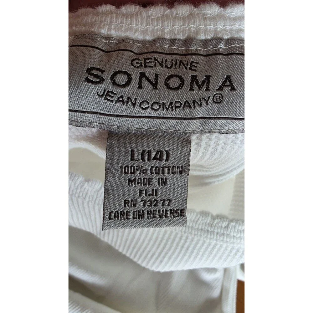 Sonoma Girl's White Long Sleeve Waffle Knit Top Size L (14)